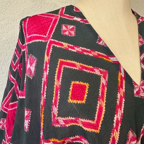 ANTHROPOLOGIE RUJUTA SHETH Marie Cinched Caftan in Black Red Diamond Print - Picture 5 of 15